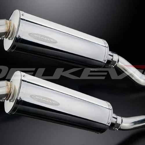 Delkevic 14” Stainless Oval Mufflers - Kawasaki EX500 Ninja 1987-2009 Exhaust