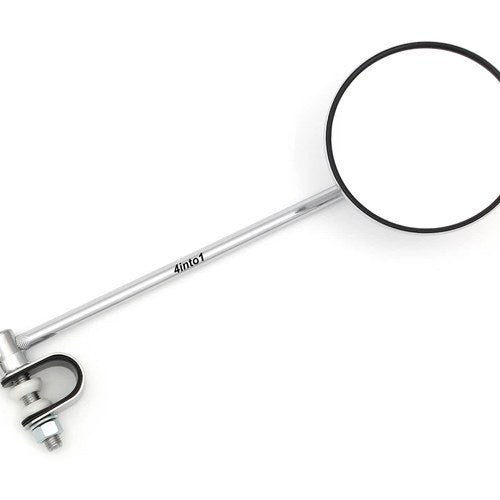 4" Chrome Clamp-On Mirror - 10" Long Stem - Honda Kawasaki Yamaha Suzuki Harley