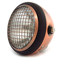 6.5" Side Mount H4 Halogen Motorcycle Headlight w/ Grill - Bronze Matte Black
