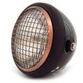 6.5" H4 Halogen Motorcycle Headlight w/ Grill - Gloss Black Matte Black Bronze