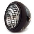 6.5" H4 Halogen Motorcycle Headlight w/ Grill - Matte Black Gloss Black