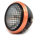 6.5" H4 Halogen Motorcycle Headlight w/ Grill - Matte Black Bronze Gloss Black