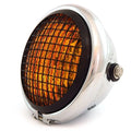 5.75" Halogen Motorcycle Headlight w/ Grill - Chrome Gloss Black - Amber