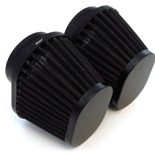 2 Pack Motorcycle Performance Tapered Oval Pod Air Filter Intake Black 50mm Carb