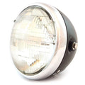 7" Custom Side Mount Motorcycle Headlight H4 Halogen - Matte Black Chrome Clear