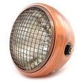 7" Custom Side Mount Motorcycle Headlight with Grill - Bronze - Clear H4 Halogen
