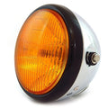 6.5" Bullet Side Mount H4 Halogen Motorcycle Headlight Chrome Gloss Black Amber