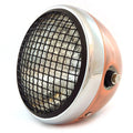 7" Side Mount Motorcycle Headlight - Bronze Chrome Black Grill Clear H4 Halogen