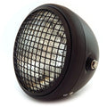 7" Custom Side Mount Motorcycle Headlight w/ Grill H4 Halogen Matte Black Clear
