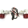 Universal Polished Aluminum Motorcycle Turn Signals - Red Lens - Dual Filament