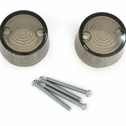 Replacement Turn Signal Lens Set - Smoke - Honda Kawasaki Cafe Bobber Chopper
