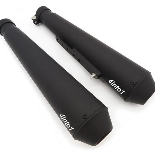 2 Pack 17" Reverse Cone Megaphone Cafe Shorty Muffler Flat Black 1.5" - 1.75" ID