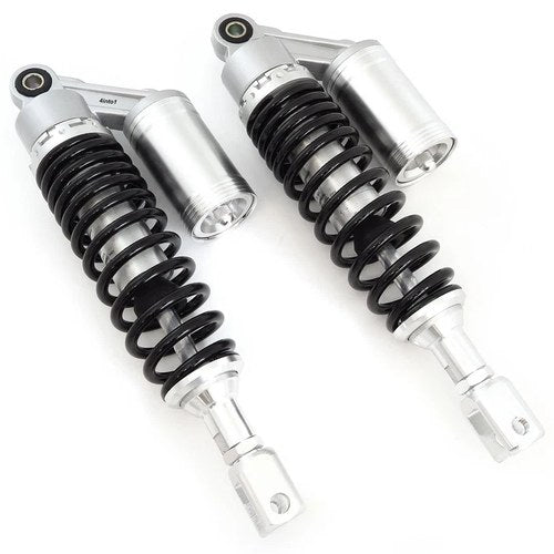 Silver & Black Remote Reservoir Motorcycle Rear Shocks Eye To Clevis 320mm 330mm