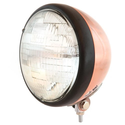 7" Bottom Mount Motorcycle Headlight - Bronze - Matte Black - Clear - H4 Halogen