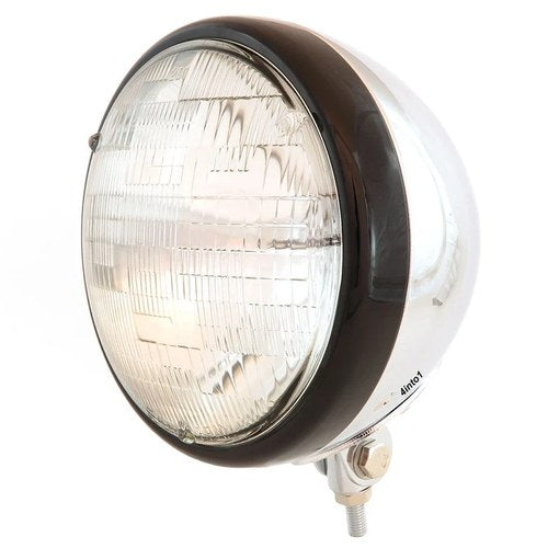 7" Custom Bottom Mount Headlight Motorcycle Chrome Gloss Black Clear H4 Halogen