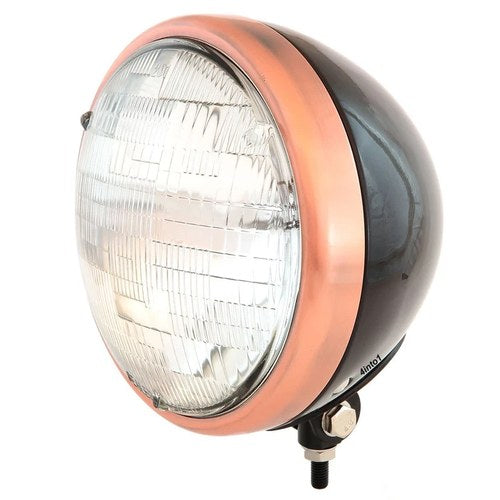 7" Custom Bottom Mount Motorcycle Headlight Gloss Black Bronze Clear H4 Halogen