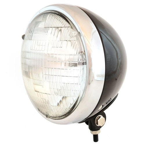 7" Custom Bottom Mount Motorcycle Headlight Gloss Black Chrome Clear H4 Halogen