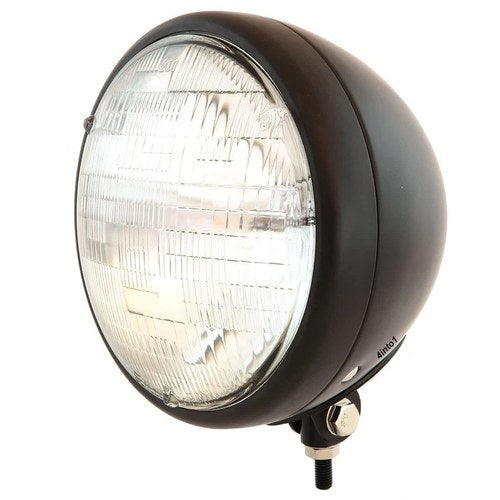 7" Bottom Mount Motorcycle Headlight Spotlight - Matte Black - Clear H4 Halogen
