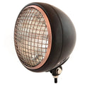 7" Bottom Mount Motorcycle Headlight w/ Grill - Matte Black Bronze - H4 Halogen