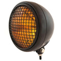 7" Bottom Mount Motorcycle Headlight w/ Grill - Matte Black - Amber H4 Halogen