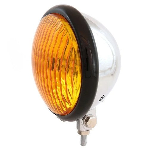 5.75" Bottom Mount Halogen Headlight Spotlight - Chrome Gloss Black Amber