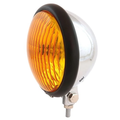 5.75" Bottom Mount Halogen Headlight Spotlight - Chrome Matte Black Amber