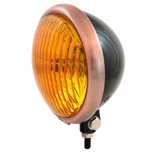 5.75" Bottom Mount Halogen Headlight Spotlight - Gloss Black Bronze Amber