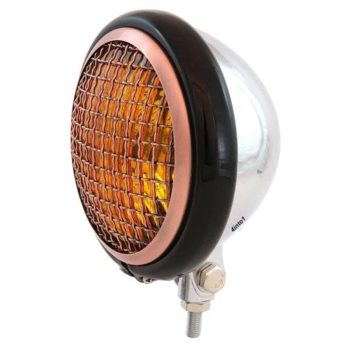 5.75" Bottom Mount Headlight w/ Grill - Chrome Gloss Black Bronze Amber