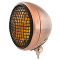 7" Bottom Mount Motorcycle Headlight w/ Grill - Bronze Black - Amber H4 Halogen