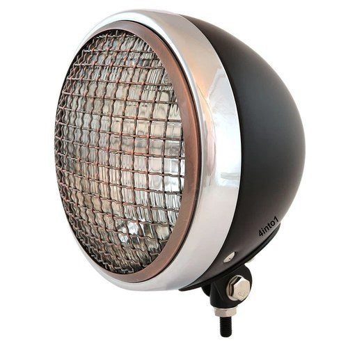 7" Bottom Mount Motorcycle Headlight Black Chrome Bronze Grill Clear H4 Halogen