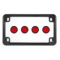 Gloss Black Motorcycle License Plate Frame w/ 4 Red Reflector Bolts Set