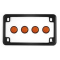 Matte Black Motorcycle License Plate Frame w/ 4 Amber Reflector Bolts Set