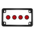 Matte Black Motorcycle License Plate Frame w/ 4 Red Reflector Bolts Set