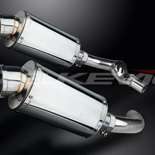 Delkevic 9" Stainless Oval Mufflers Slip On - Honda CBR1000F 1987-1999