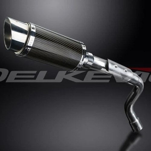 Delkevic 8" Mini Carbon Round Muffler Slip On - Honda 599 CB600F 2004, 2006