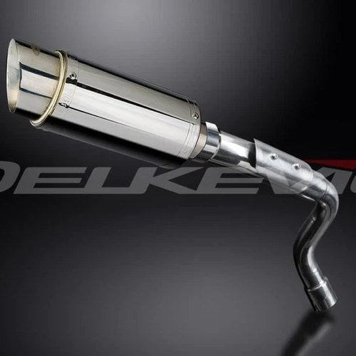 Delkevic Mini 8" Stainless Round Muffler Slip On - Honda 599 CB600F 2004, 2006