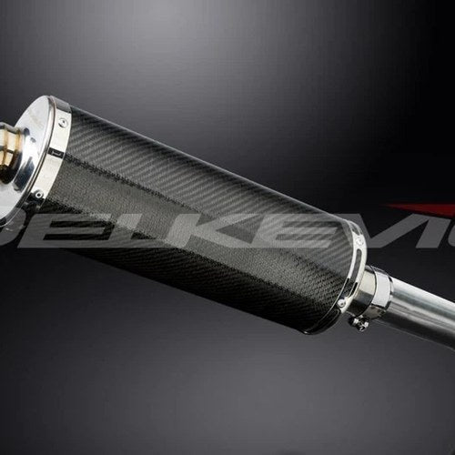 Delkevic 14" High Mount Carbon Oval Muffler - Honda VFR800 Interceptor 1998-2001