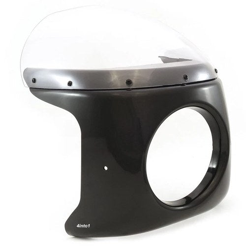 Viper Retro Cafe Racer Drag Motorcycle 1/4 Fairing - Black w/ Clear Windshield