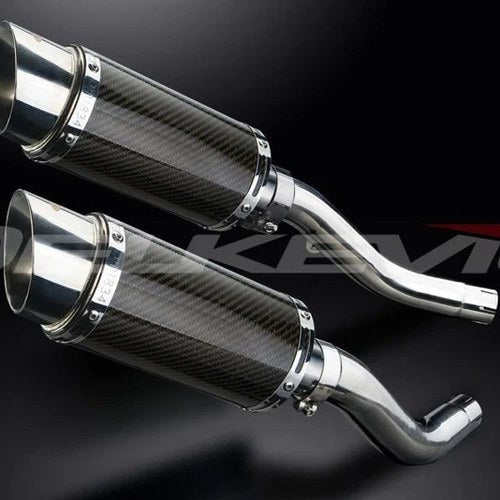 Delkevic 8" Carbon Slip On Mufflers - Kawasaki Z1000 ZR1000 2003-2006 Exhaust