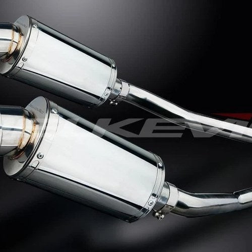Delkevic 9" Stainless Oval Slip On Mufflers - Kawasaki ZX-14 2006-2007 Exhaust