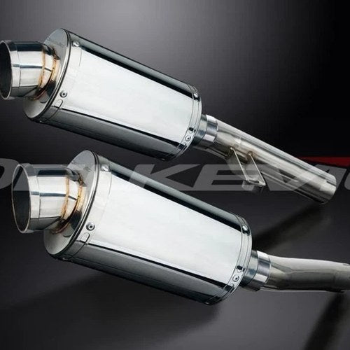 Delkevic 9" Stainless Oval Slip On Mufflers - Kawasaki ZZR1200 2002-2005 Exhaust