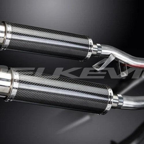 Delkevic 14" Carbon Round Mufflers - Kawasaki Concours ZG1000 1986-2006 Exhaust