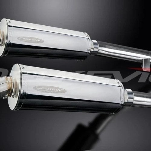 Delkevic 14” Stainless Oval Slip On Mufflers - Yamaha FJR1300 2001-2005 Exhaust
