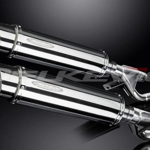 Delkevic 14" Stainless Round Slip On Mufflers - Yamaha Vmax 1984-2007 Exhaust