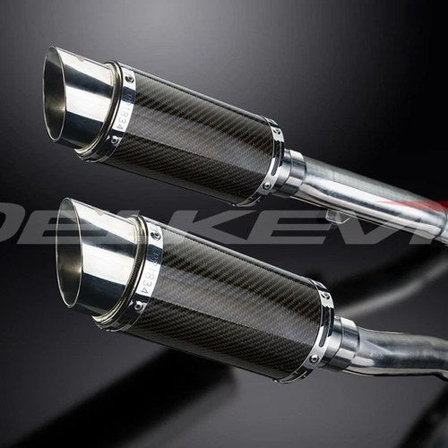 Delkevic 8" Carbon Fiber Round Mufflers - Triumph Trident 900 - 94-98 Exhaust