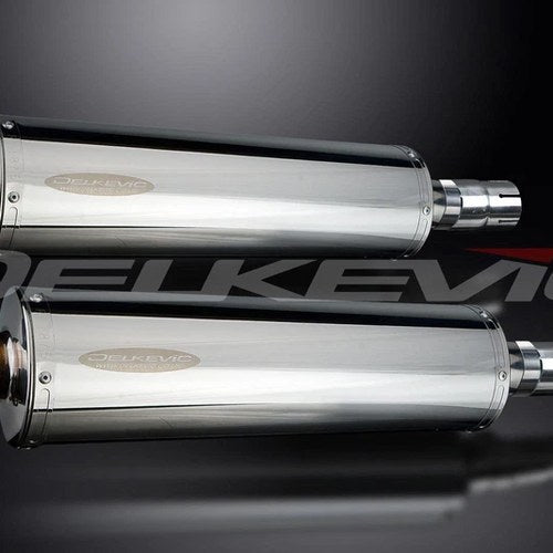 Delkevic 18" Stainless Oval SlipOn Mufflers - Triumph Legend 900 - 99-01 Exhaust