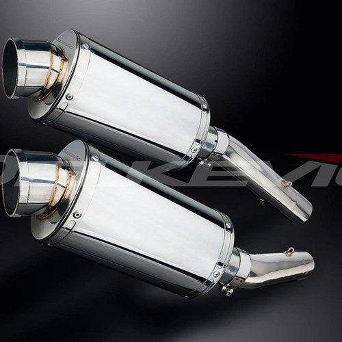 Delkevic 9" Stainless Oval Mufflers - RSV1000R Factory Tuono 1000R Exhaust