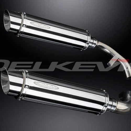 Delkevic 14" Stainless Steel Round Mufflers - Honda ST1100 - 1991-2002 Exhaust