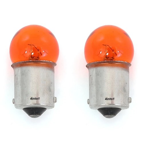Set of 2 Mini 1156 Turn Signal Bulbs - Single Filament - Amber
