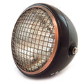 7" Side Mount Motorcycle Headlight w/ Grill Black Bronze Grill Clear H4 Halogen